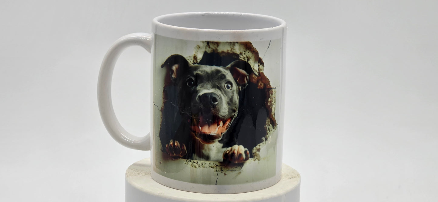 3D Pit Bull Mug – Fierce Dog Breakthrough Design Unique Gift for Dog Lovers