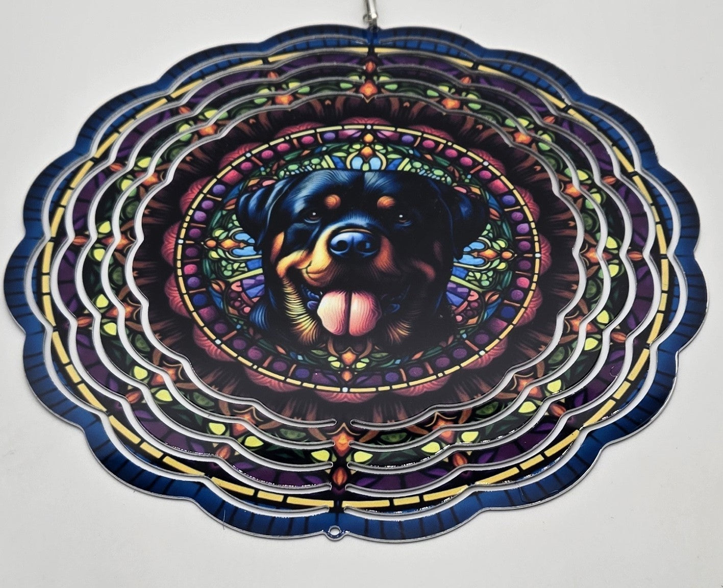 8" Wind spinners - Rottweiler - Stained Glass Style