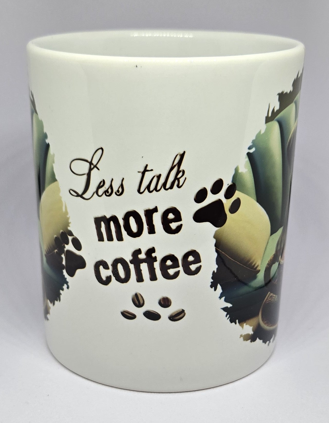 Cute Puppy Coffee Mug – “Less Talk More Coffee” Dog Lover Gift Cup