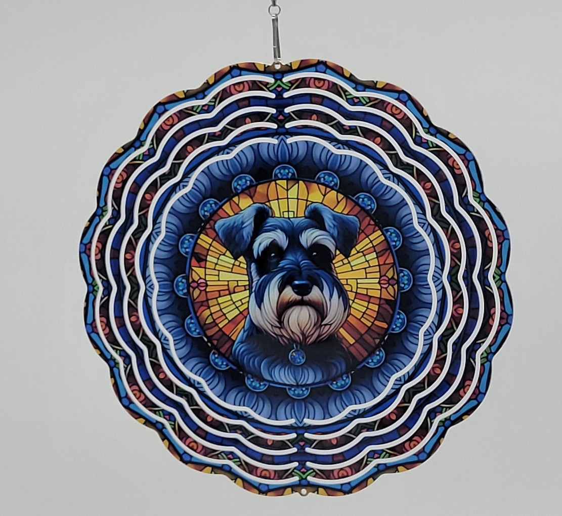 8" Wind spinners - Schnauzer - Stained Glass