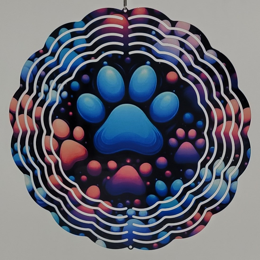8" Wind spinners - Colorful Paw Prints