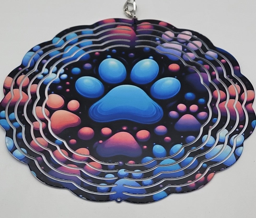 8" Wind spinners - Colorful Paw Prints