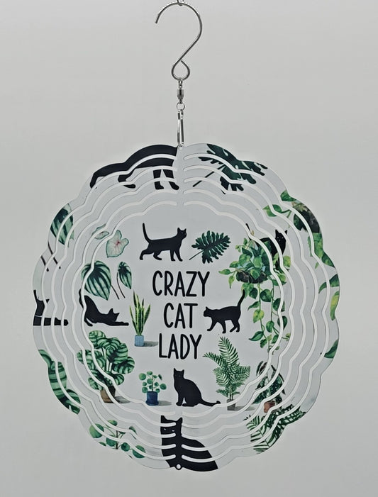 8" Wind spinners -  Crazy Cat Lady