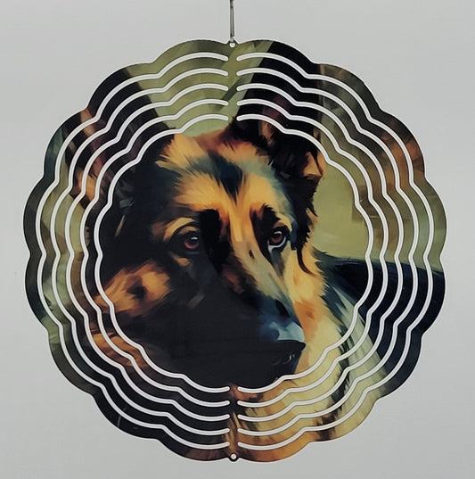 8" Wind spinners - German Shepherd Dog in Watercolor