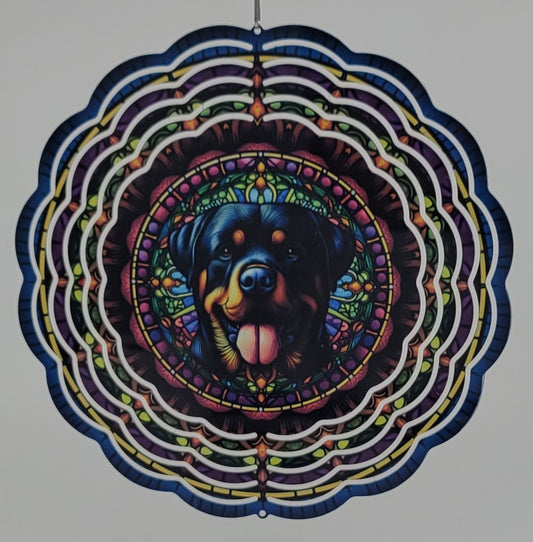 8" Wind spinners -  Rottweiler - Stained Glass Style