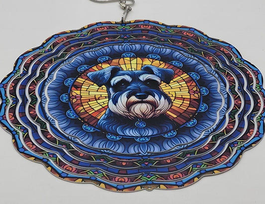 8" Wind spinners -  Schnauzer - Stained Glass
