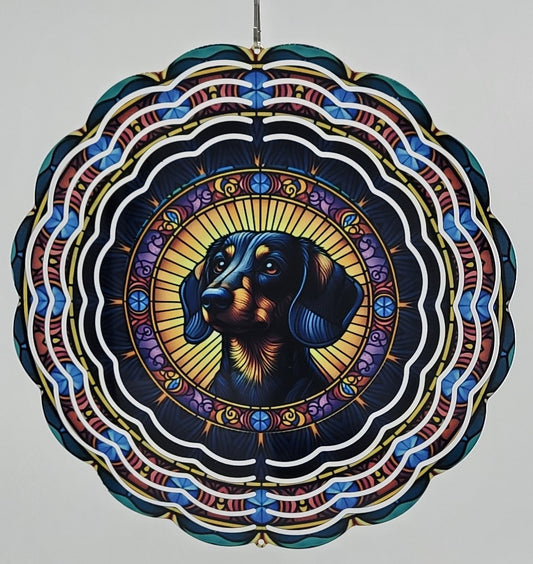 8" Wind spinners -  Dachshund - Stained Glass
