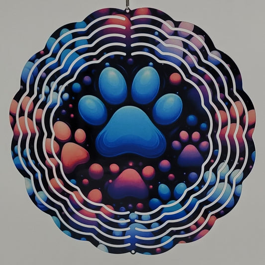 8" Wind spinners -  Colorful Paw Prints